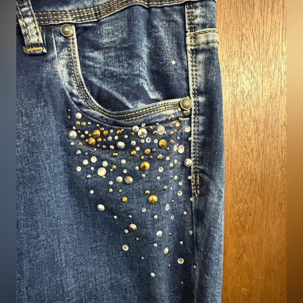Blue Embellished Women's Jeans 10 - Picture 6 of 13